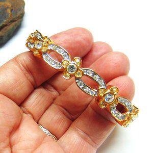 Vintage Rhinestone Crystal Bracelet Cuff Bangle OOAK BeadRage